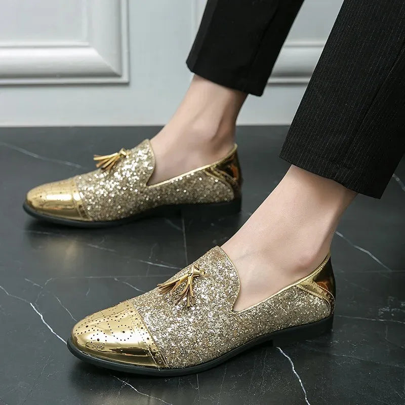 Men's Pointed-Toe Tassel Dress Loafers