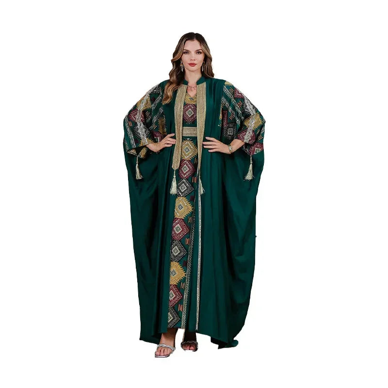 Ensemble 2 pièces pour femme musulmane de l'Aïd, robe brodée, abaya Matutina-Chic