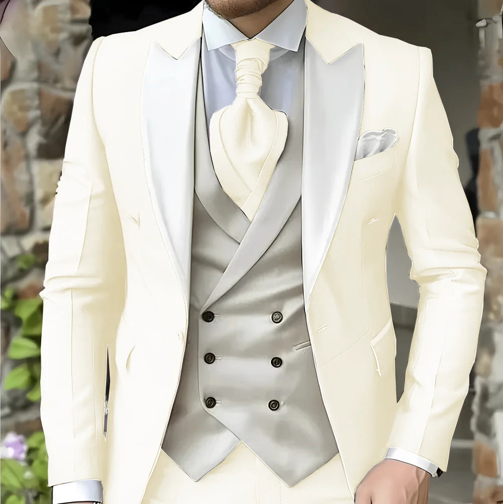 Elegant Peak Lapel Tuxedo 3-Piece Suit LADYLYS