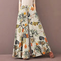 Women's Floral Print Wide Leg Pants — Drawstring Elastic Waist Bohemian Trousers | Plus Size
