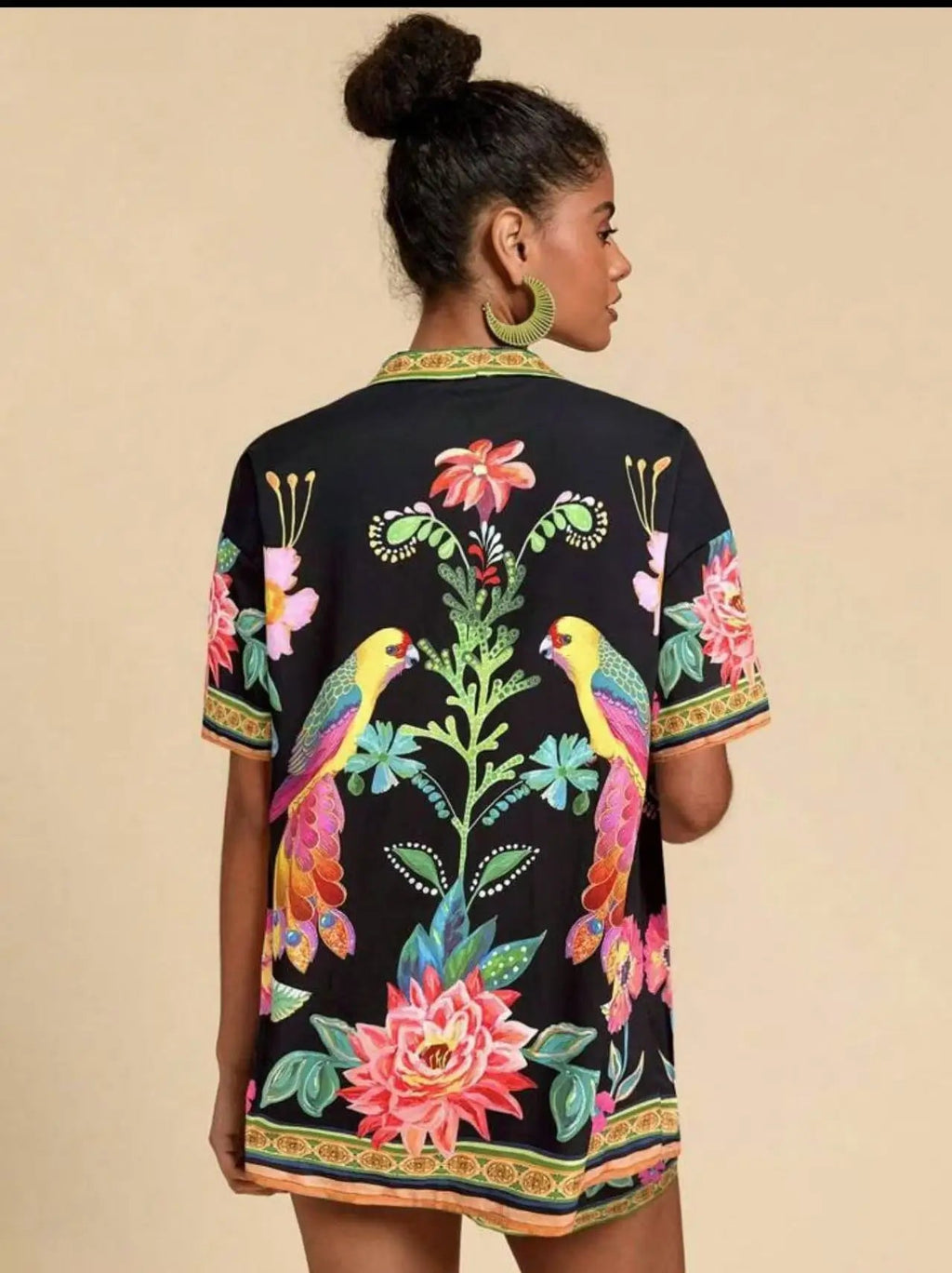 Casual Printed Cardigan Short-sleeved Top Shorts Two-piece Set LADYLYS