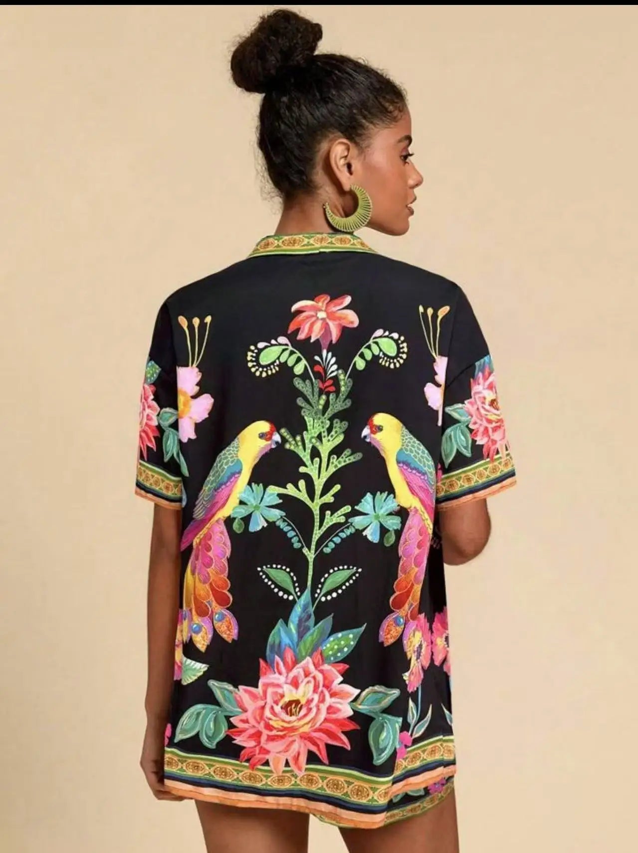 Casual Printed Cardigan Short-sleeved Top Shorts Two-piece Set LADYLYS
