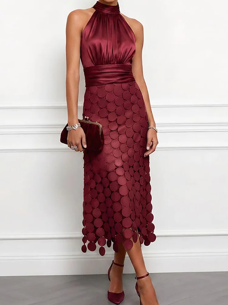 Sleeveless  Elegant Dress, Women Sumemr Solid Patchwork LADYLYS
