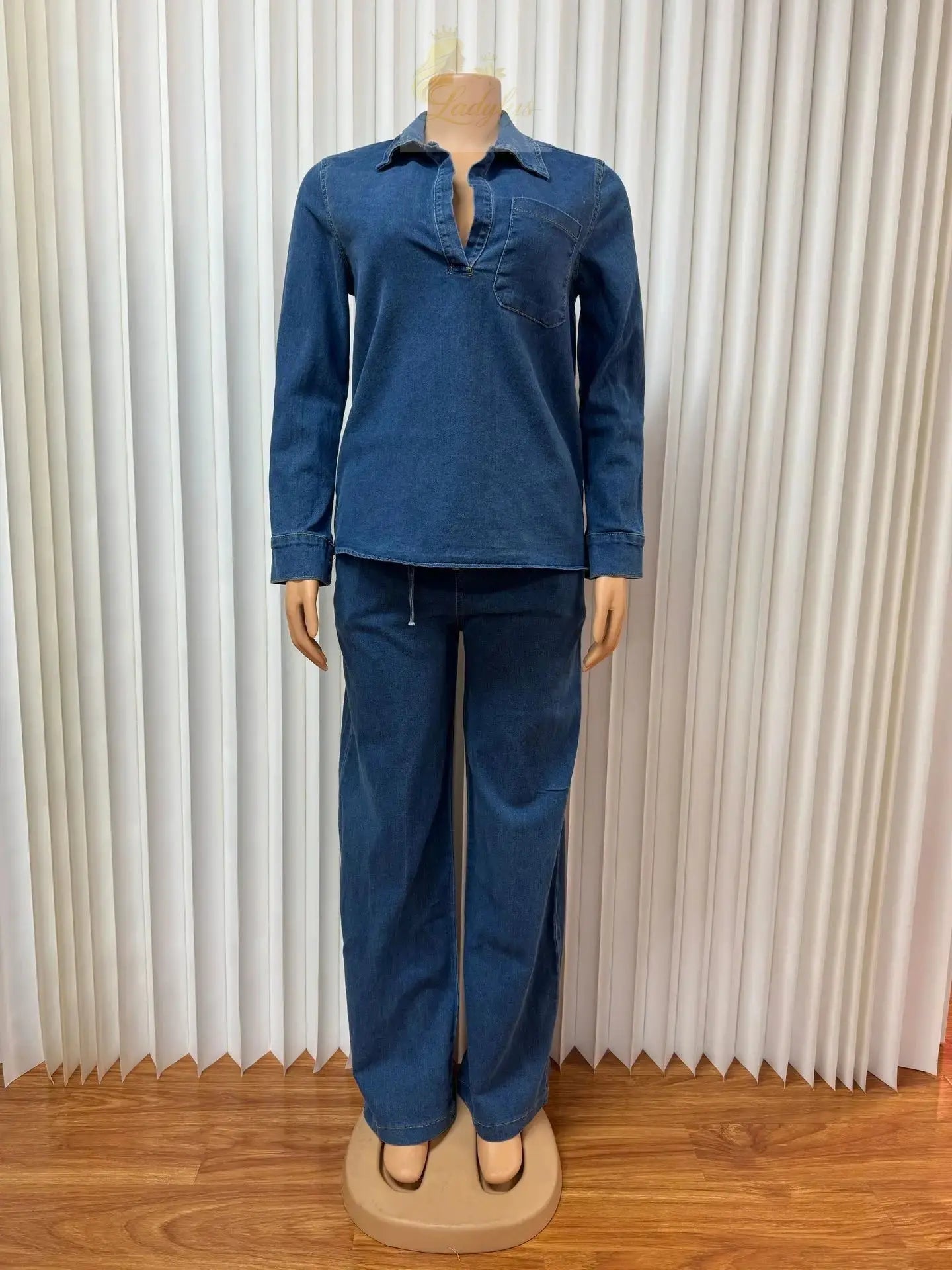 Denim Pant Set Women Two Piece Sets Y2k Streetwear LADYLYS