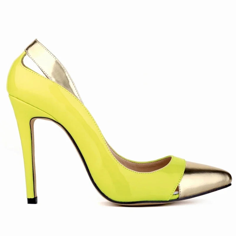 Women's Stiletto Pumps – 11cm Patent Leather, Mix Color, Pointed Toe