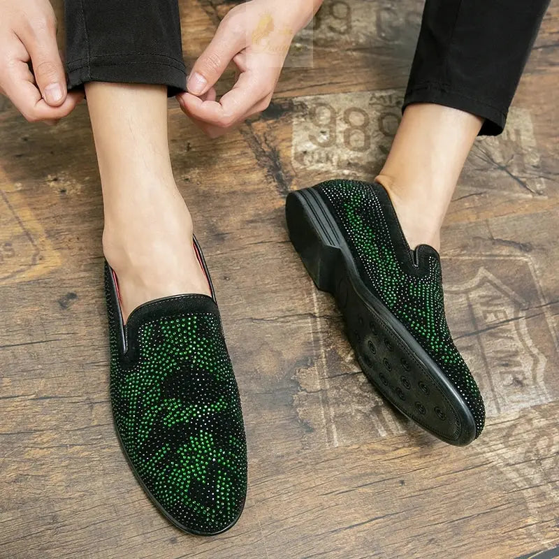 Men Loafers Suede Sequin Leather Shoes LADYLYS