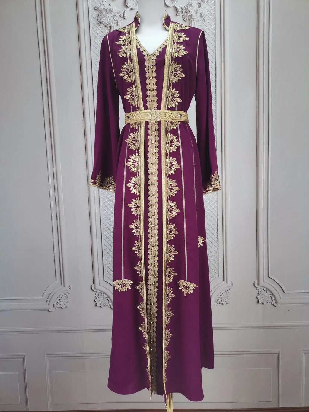 Robe brodée pour femme musulmane, ensemble 2 pièces, tenue de soirée, style ramadan Matutina-Chic
