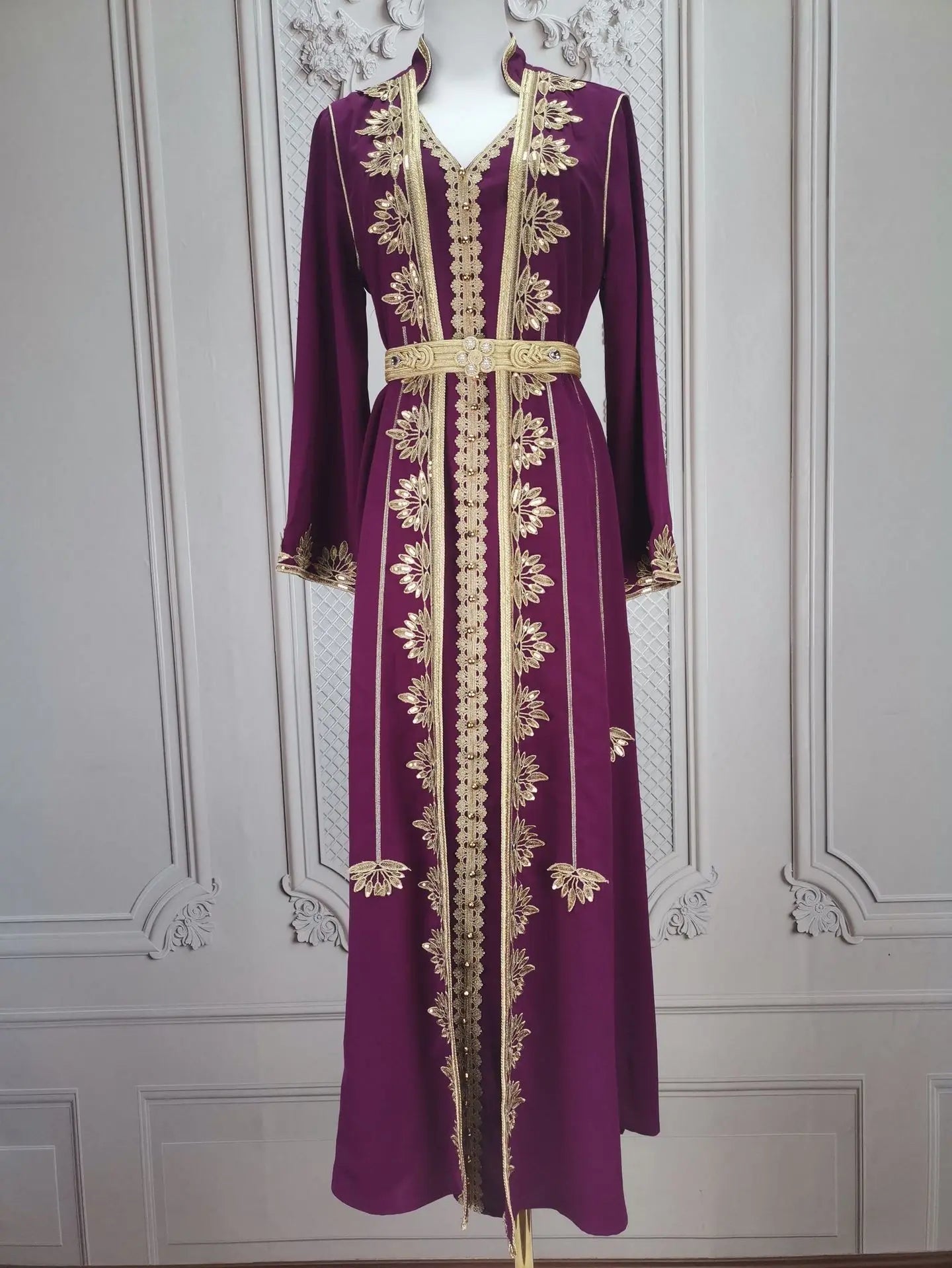 Robe brodée pour femme musulmane, ensemble 2 pièces, tenue de soirée, style ramadan Matutina-Chic