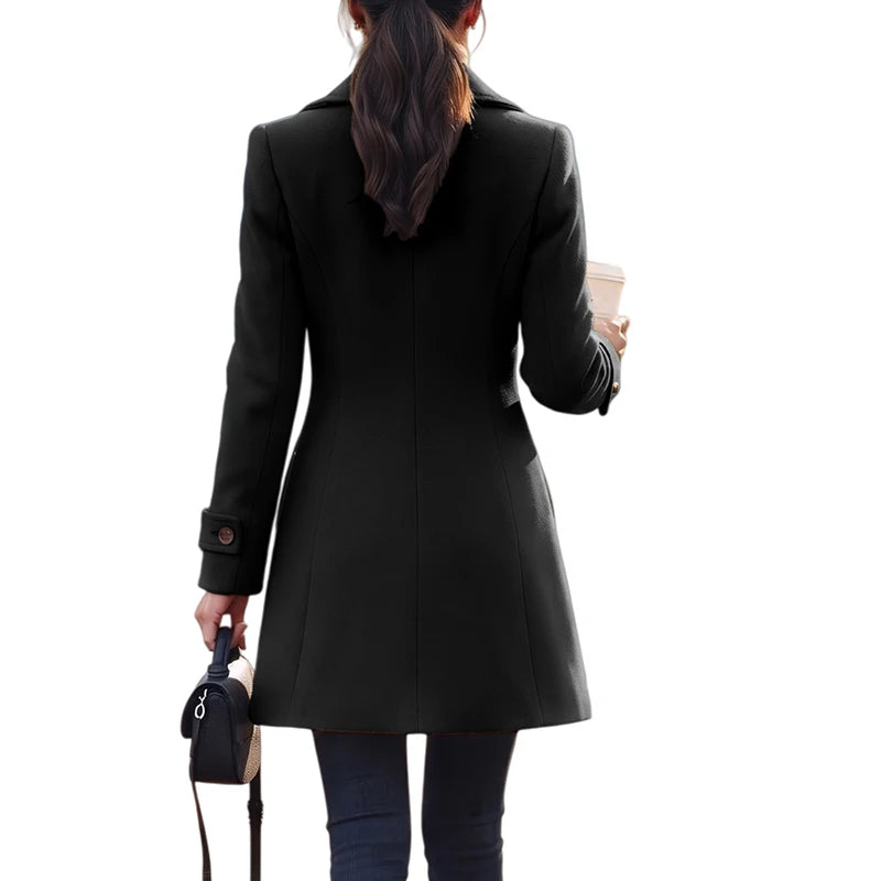 Women's Vintage Double-Breasted Jacket with Pockets