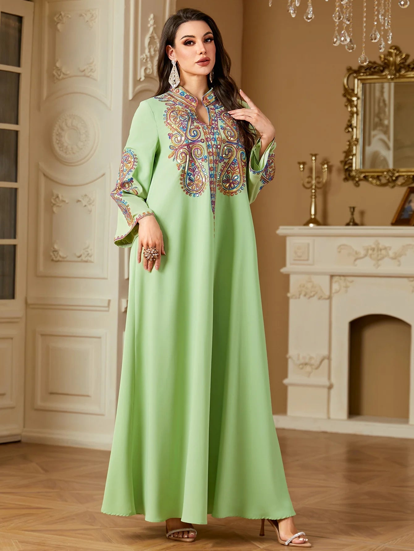 Muslim Eid Dress for Women Embroidery Abaya Party Caftan LADYLYS