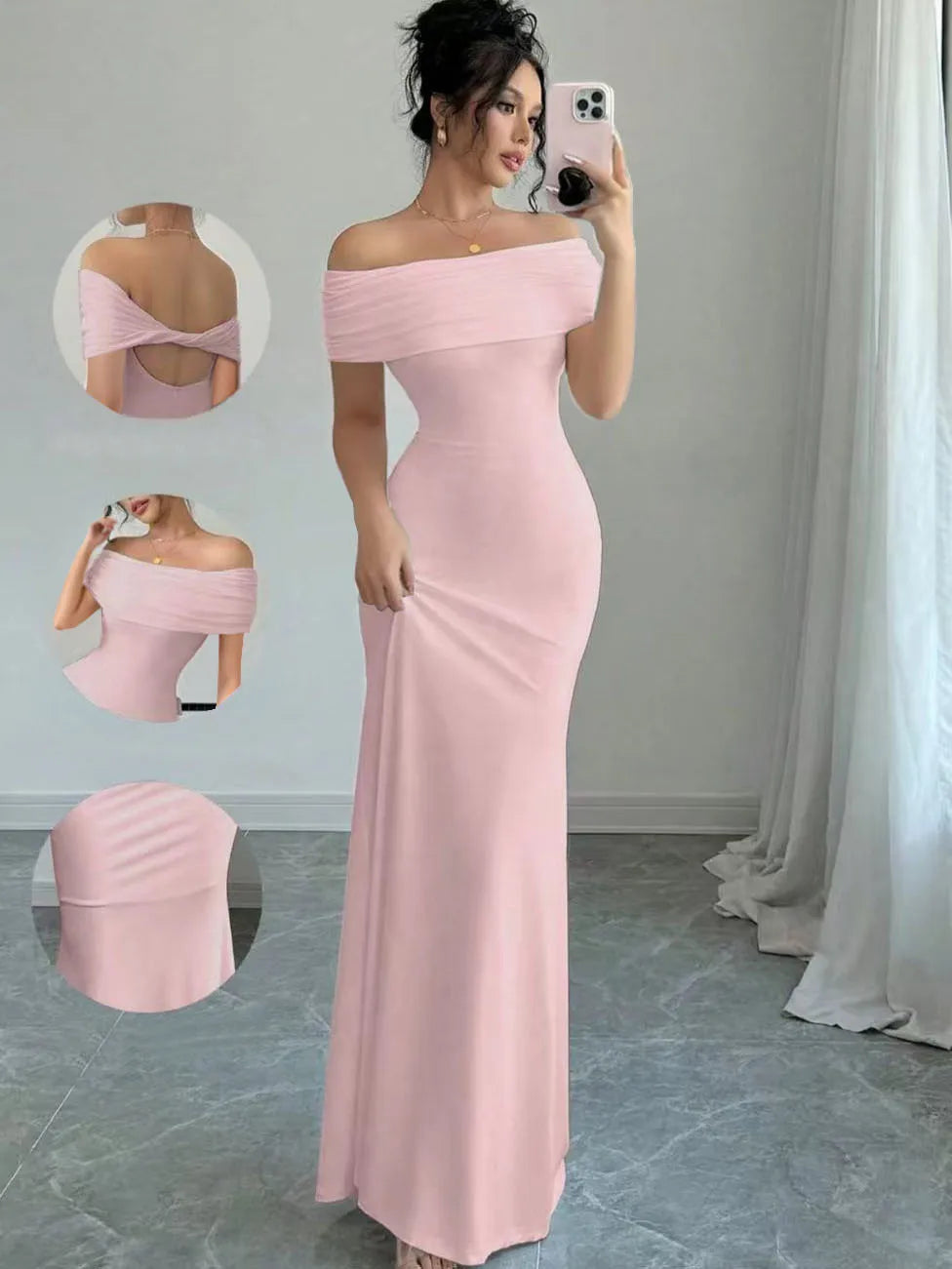 Off-Shoulder Bandage Bodycon Midi Dress – Sleeveless Cocktail Dress
