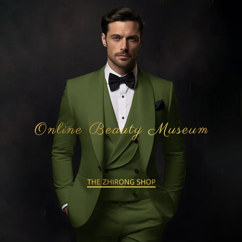 Elegant Ivory Tuxedo Suit for Men 3 piece set Jacket Vest Pants LADYLYS