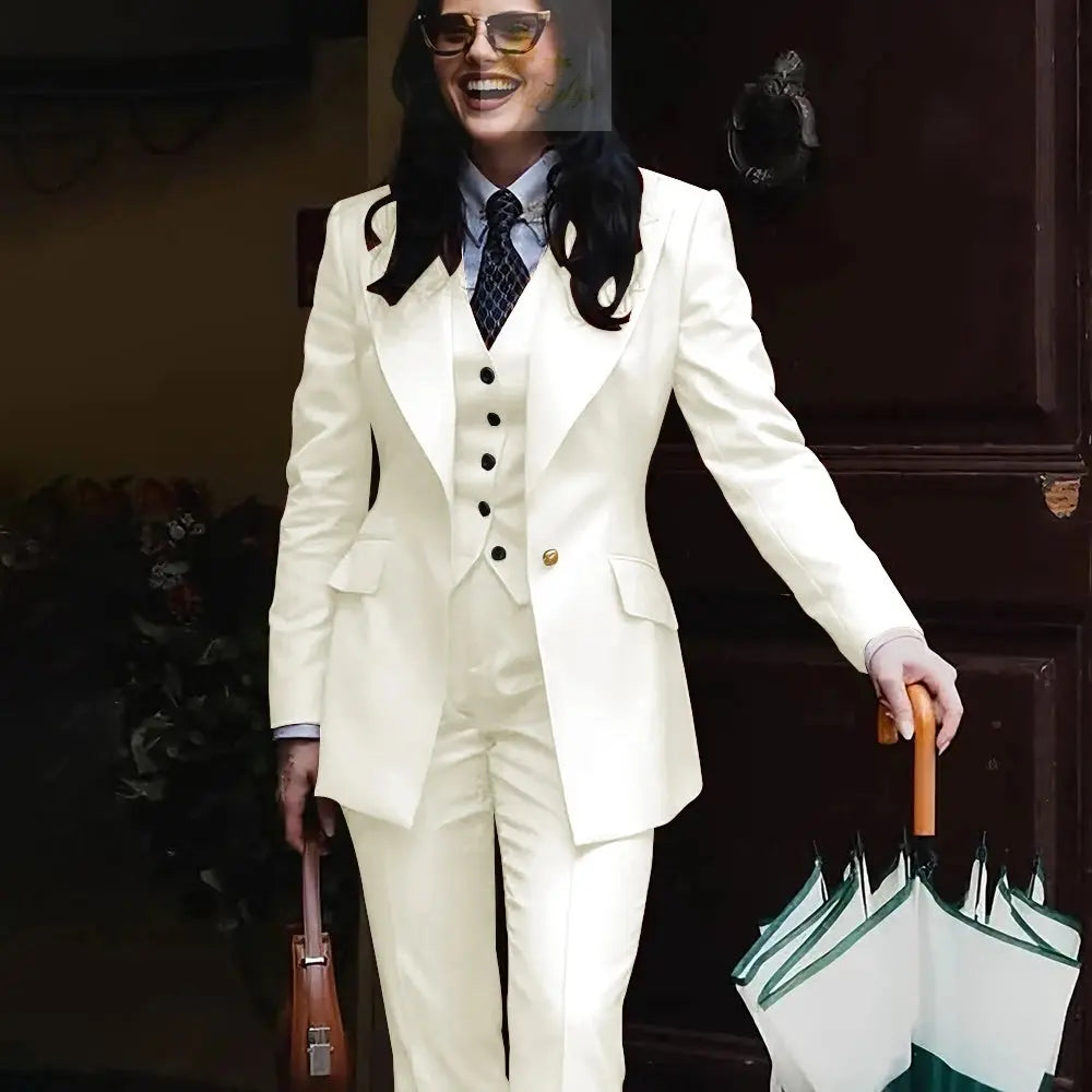 Women's Jacket Pant Sets 3Piece Suit Single Button Professional Outerwears LADYLYS