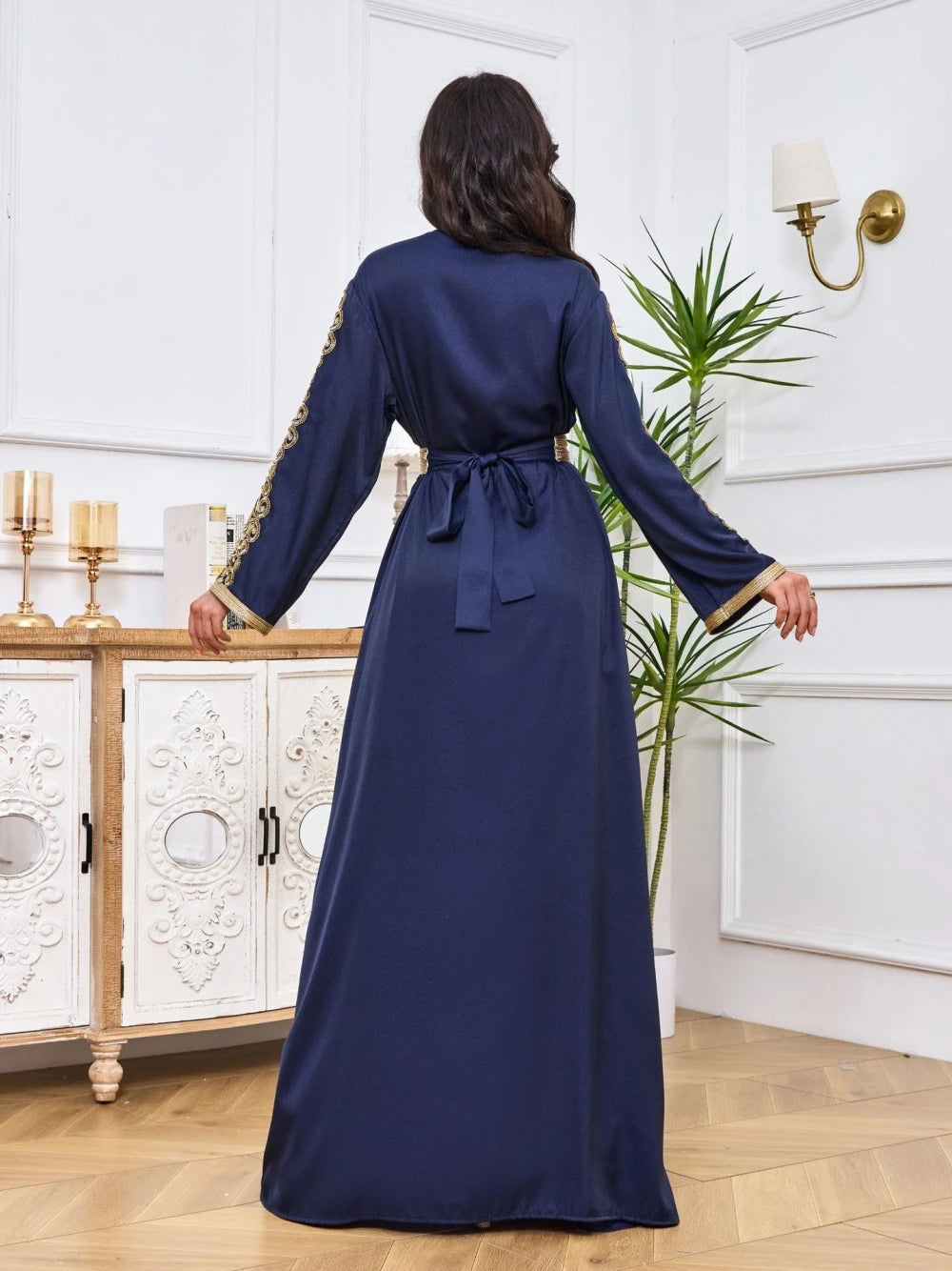 Robe de soirée luxueuse bleue 2 pièces, Kaftan, style musulman, Dubaï, élégante Matutina-Chic