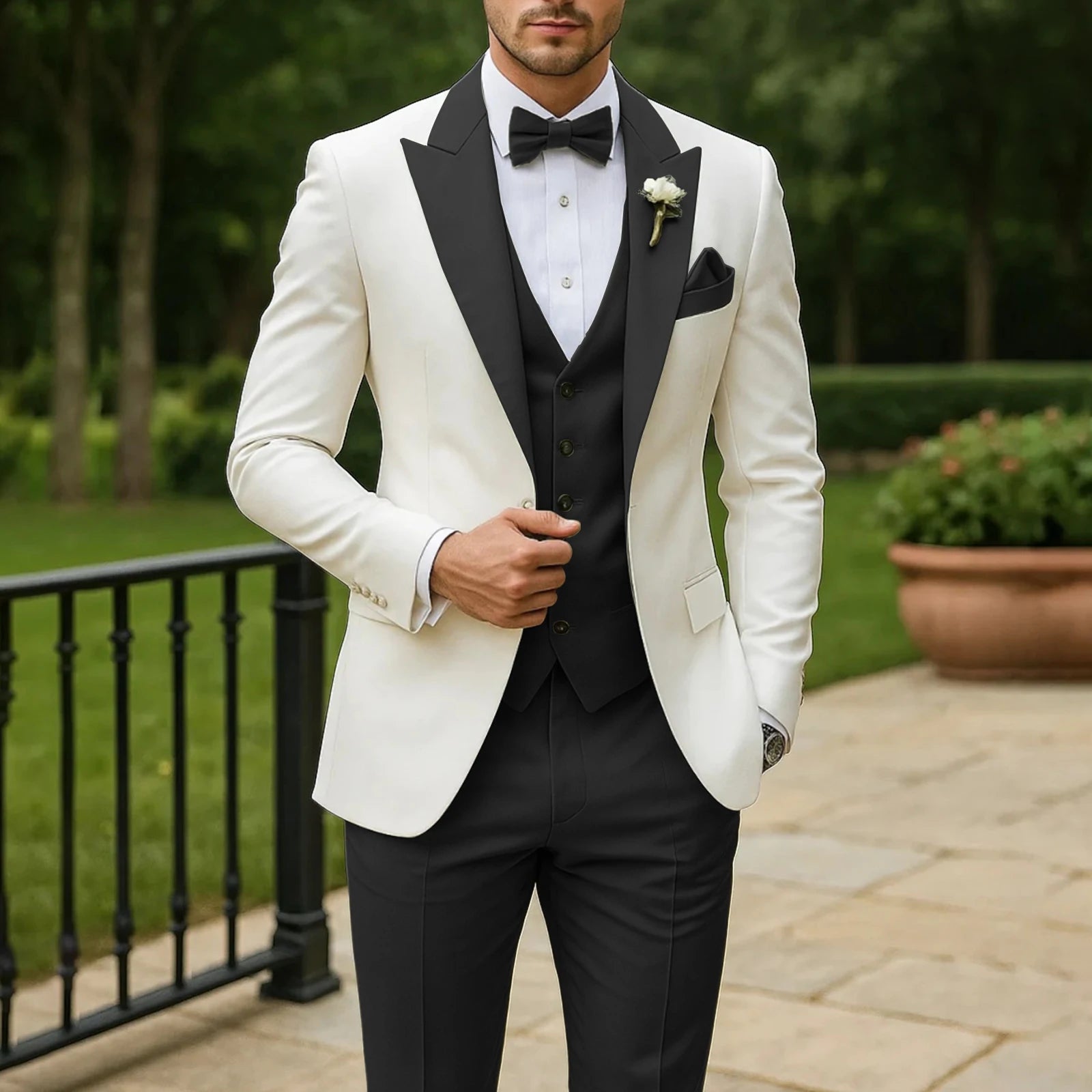 3 Piece Formal Men Suit Groom Groomsman Wedding Party Prom Business Male Tuxedos Set Blazer Vest Pants LADYLYS