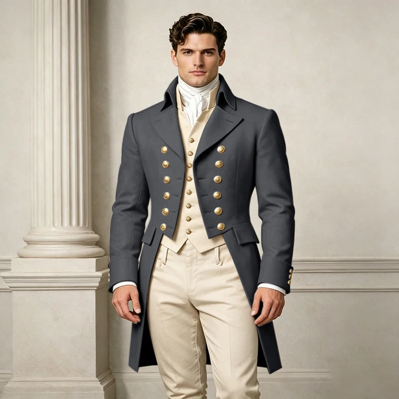 Men's Slim-Fit Double-Breasted Three-Piece Suit