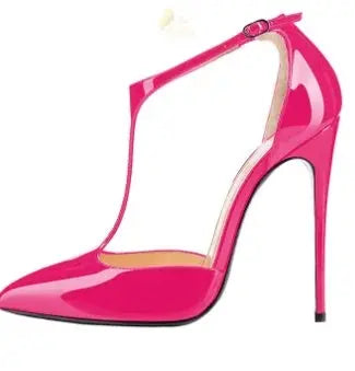 New T-shaped hollow high heels with toe caps, sexy shallow mouth single shoes LADYLYS