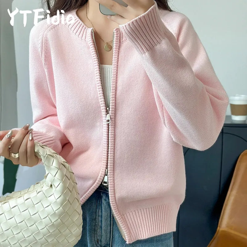 Women's Relaxed-Fit Cotton Crew Neck Cardigan