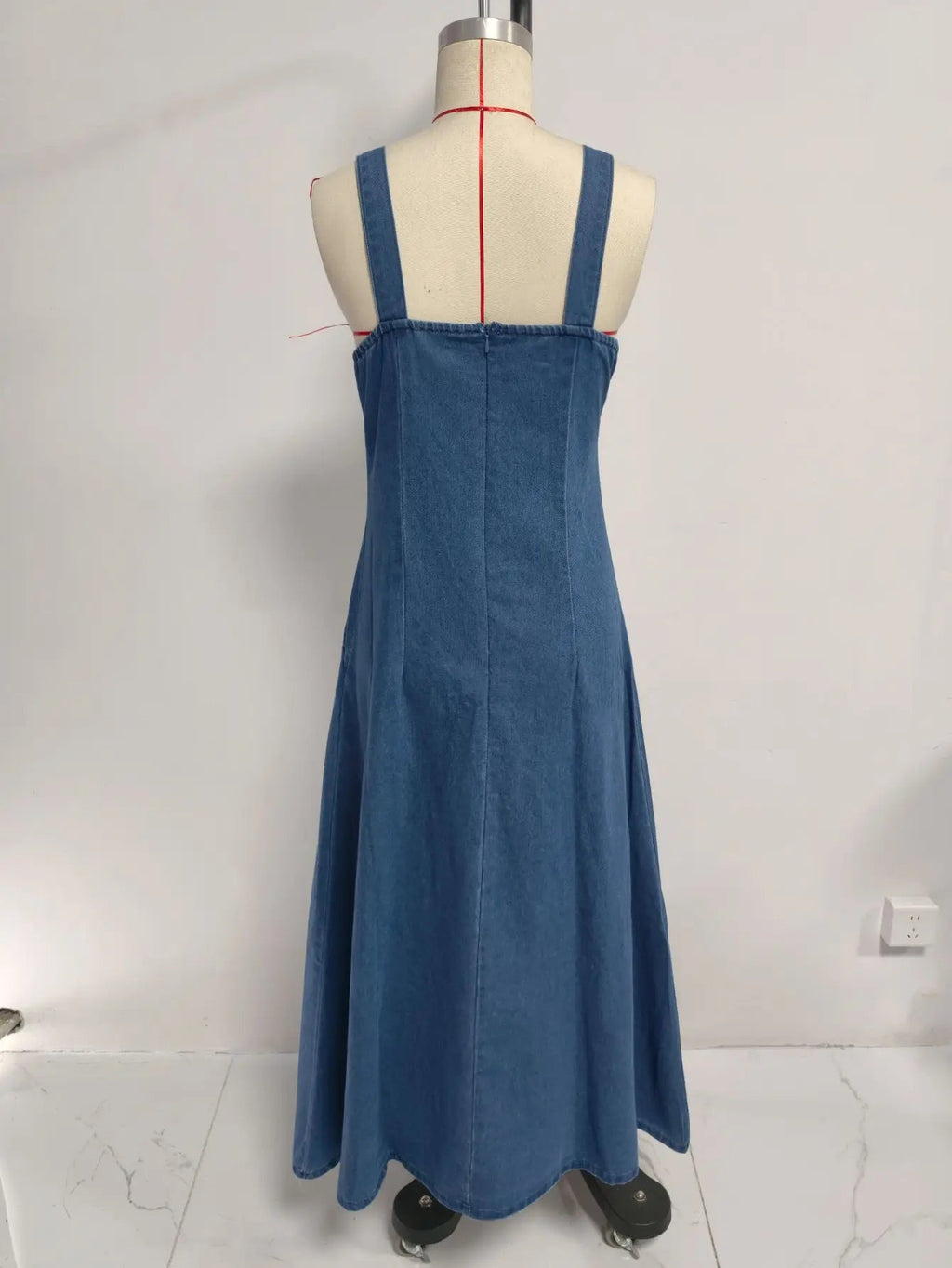 Women Denim Suspender Dress Sleeveless Overall Dresses Distressed Backless V Neck Button Washed Vestidos Summer Sundress A Line LADYLYS