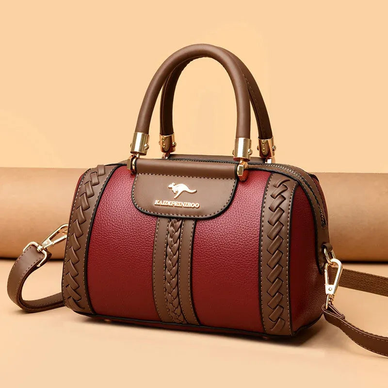 Compact PU Patchwork Crossbody Satchel Bag