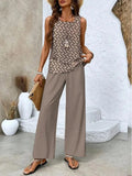 Summer Print Women Two Piece Set Fashion Top Sleevelss Elegant Suits LADYLYS