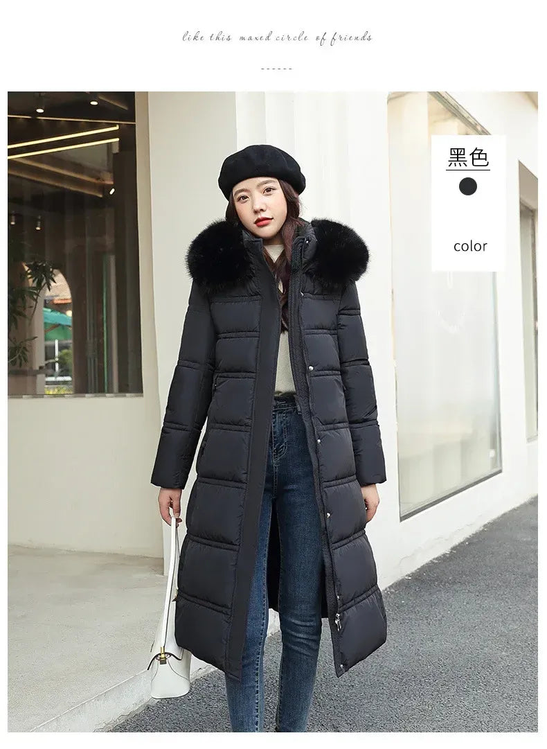 Women's Extra-Long Hooded Padded Parka
