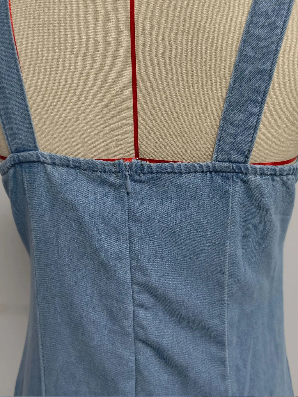 Women Denim Suspender Dress Sleeveless Overall Dresses Distressed Backless V Neck Button Washed Vestidos Summer Sundress A Line LADYLYS