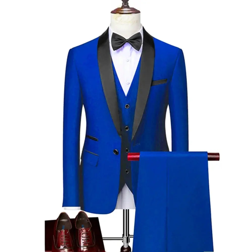 Lapel Black Collar 3 Pcs Suit Set Coat Vest Trousers LADYLYS