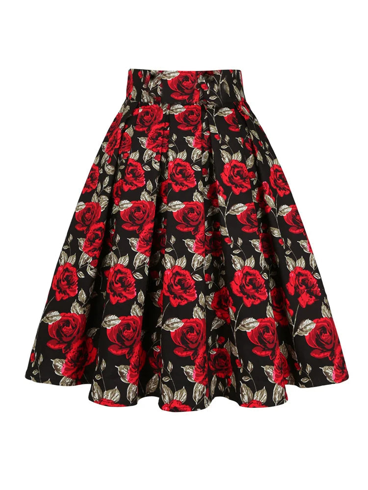 Summer French Style Women Short Vintage Pleated High Waist Floral Print Skirts LADYLYS