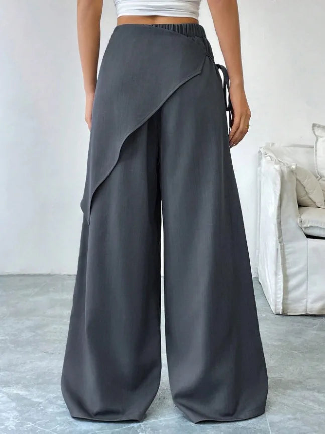 Women's Asymmetrical High-Waist Wide-Leg Pants