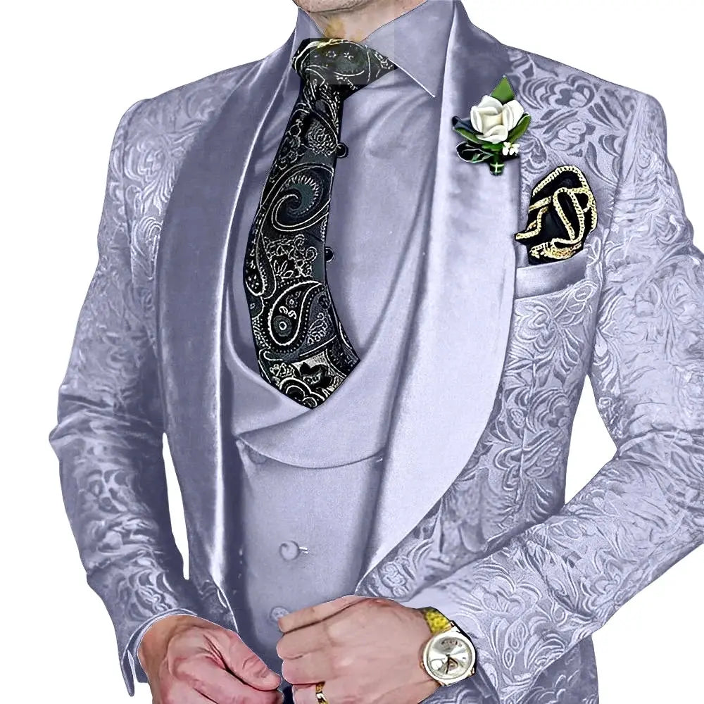 Elegant, high-quality 3-piece Jacquard suit set for men LADYLYS