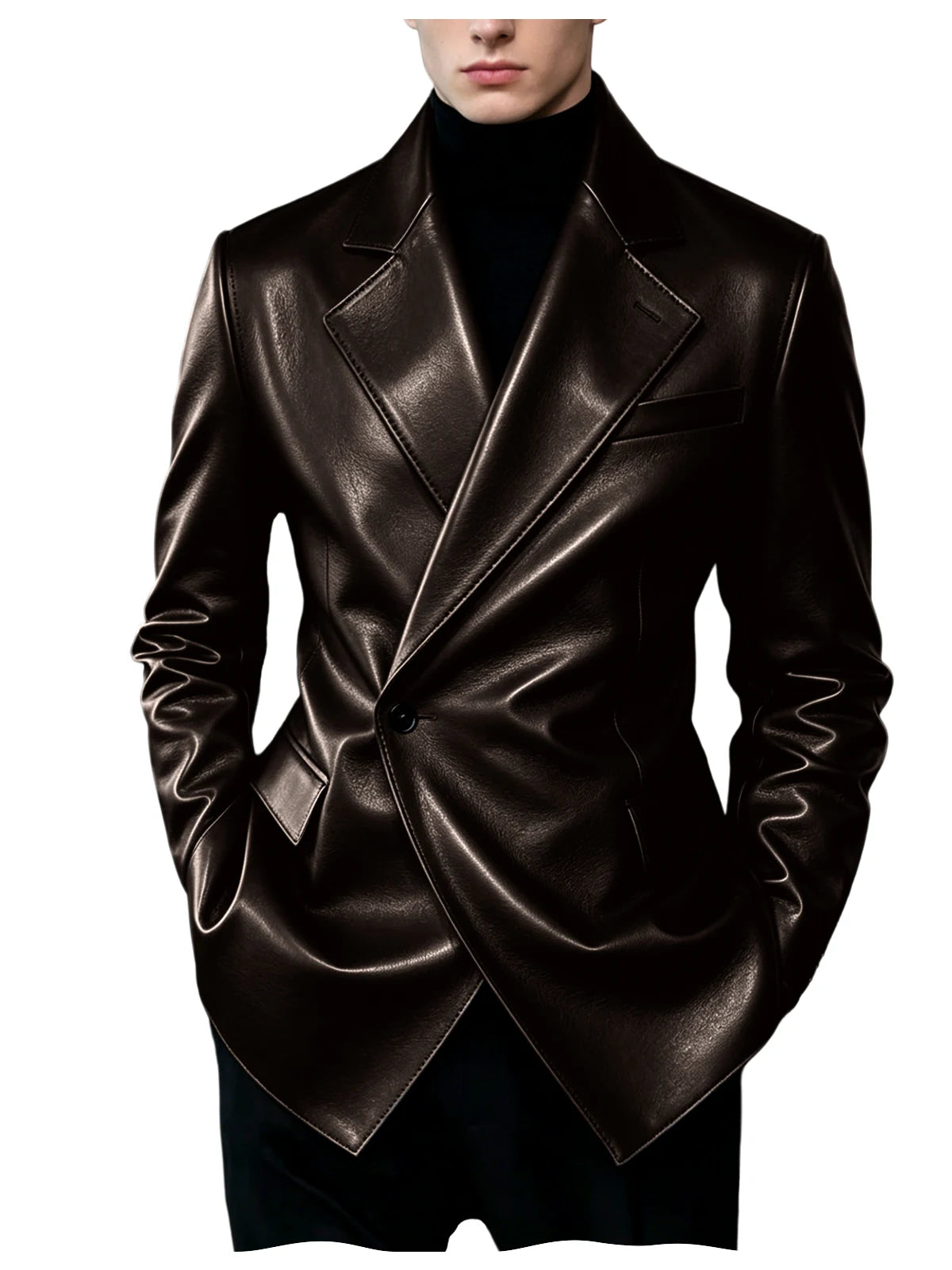 Men's Slim-Fit Faux Leather Blazer