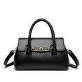 Women's Leather Top-Handle Bag with Woven Handle