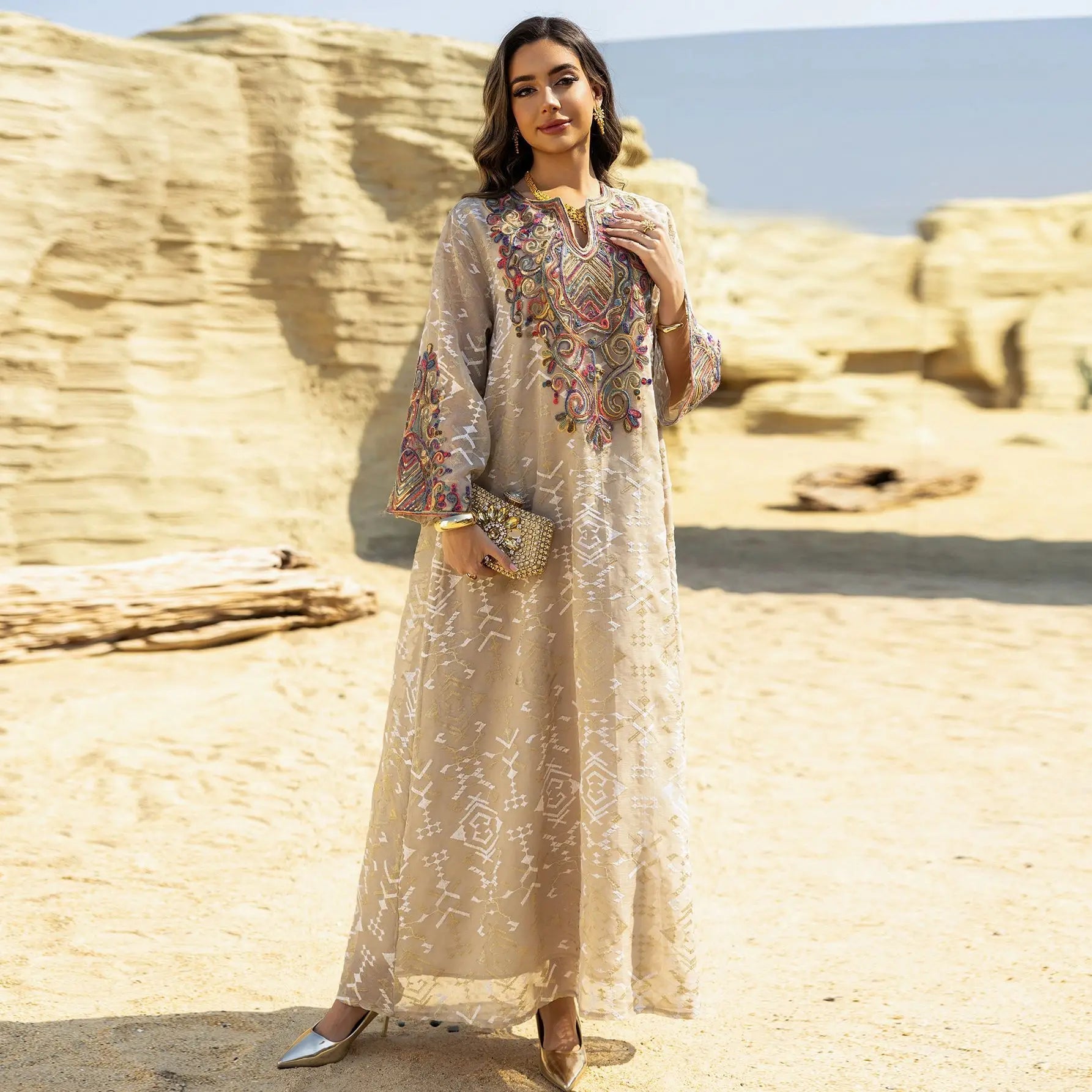 Abaya Handmade Embroidered Tulle Flowing Elegant Modest Stylish Traditional LADYLYS