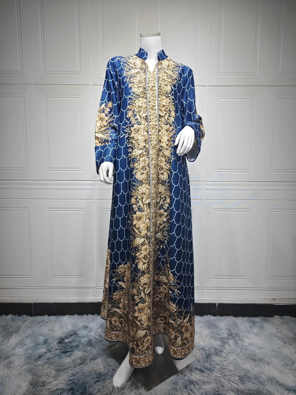 Floral Printing Unique Arabic Evening Dress, Charming Pearls Long Sleeves Cocktail Gown LADYLYS