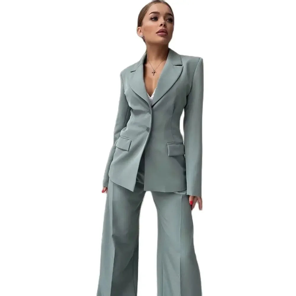 Women's Slim-Fit Single-Breasted Blazer & Trousers Set