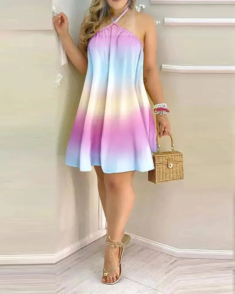 Floral Print Halter Neck Dress Boho Backless Halter Dress For Spring  Summer LADYLYS