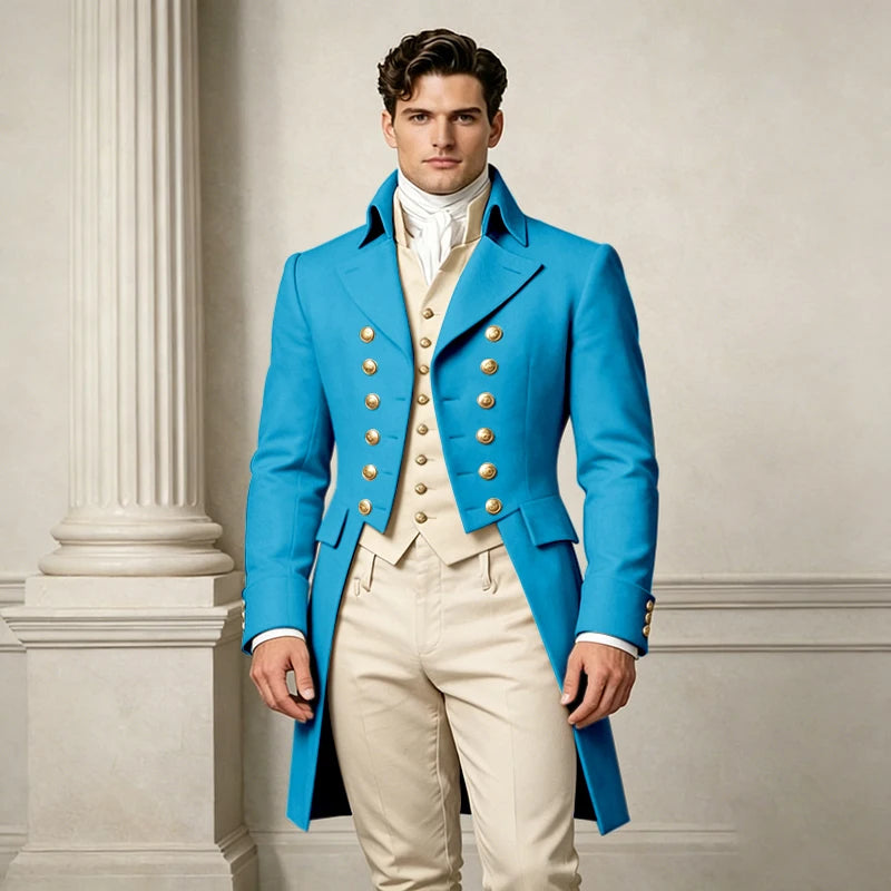 Men's Slim-Fit Double-Breasted Three-Piece Suit