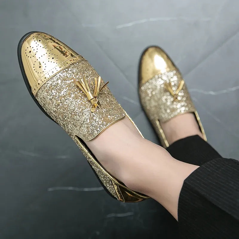 Men's Pointed-Toe Tassel Dress Loafers