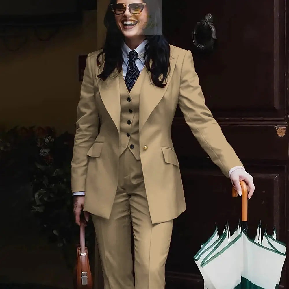 Women's Jacket Pant Sets 3Piece Suit Single Button Professional Outerwears LADYLYS