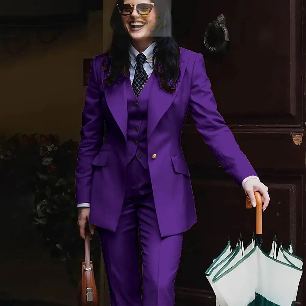 Women's Jacket Pant Sets 3Piece Suit Single Button Professional Outerwears LADYLYS