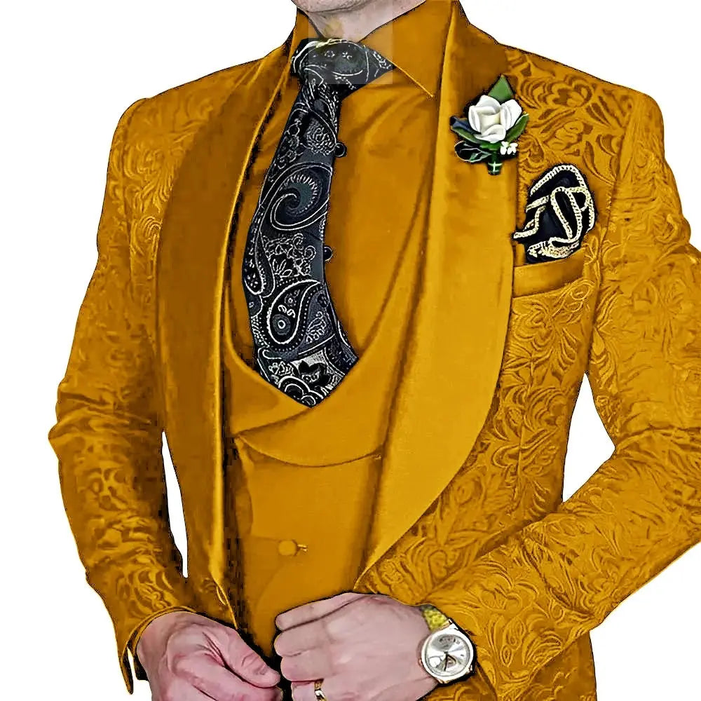 Elegant, high-quality 3-piece Jacquard suit set for men LADYLYS