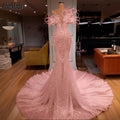 Evening Dress Gowns Shiny Pearls Dubai Prom LADYLYS