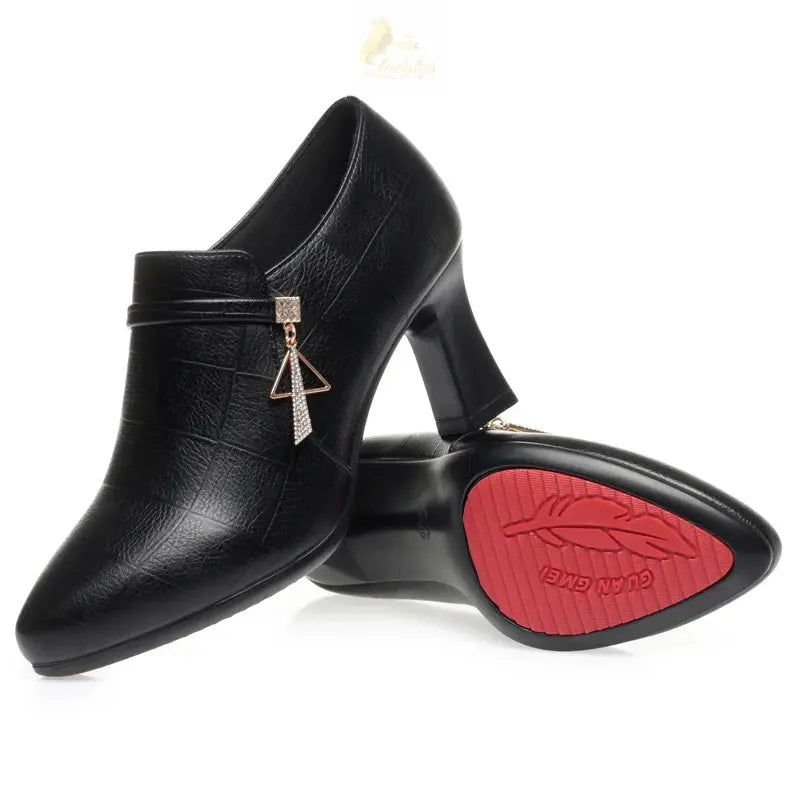 Elegant Deep Mouth Soft Leather Shoes Women Pumps Comfortable LADYLYS