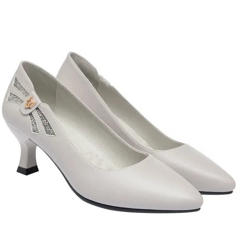 Women's Pointed-Toe Block Heel Pumps with Zip
