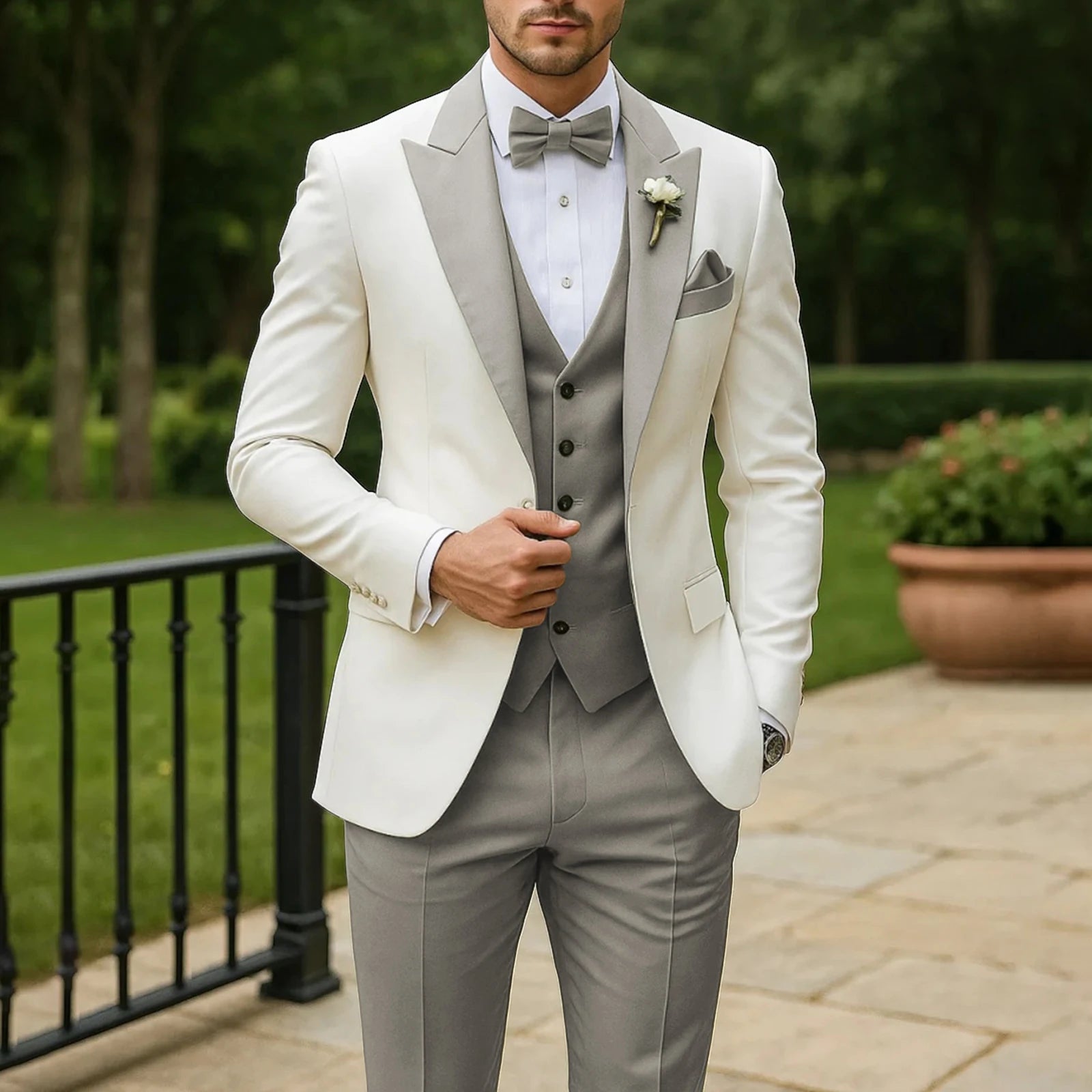 3 Piece Formal Men Suit Groom Groomsman Wedding Party Prom Business Male Tuxedos Set Blazer Vest Pants LADYLYS