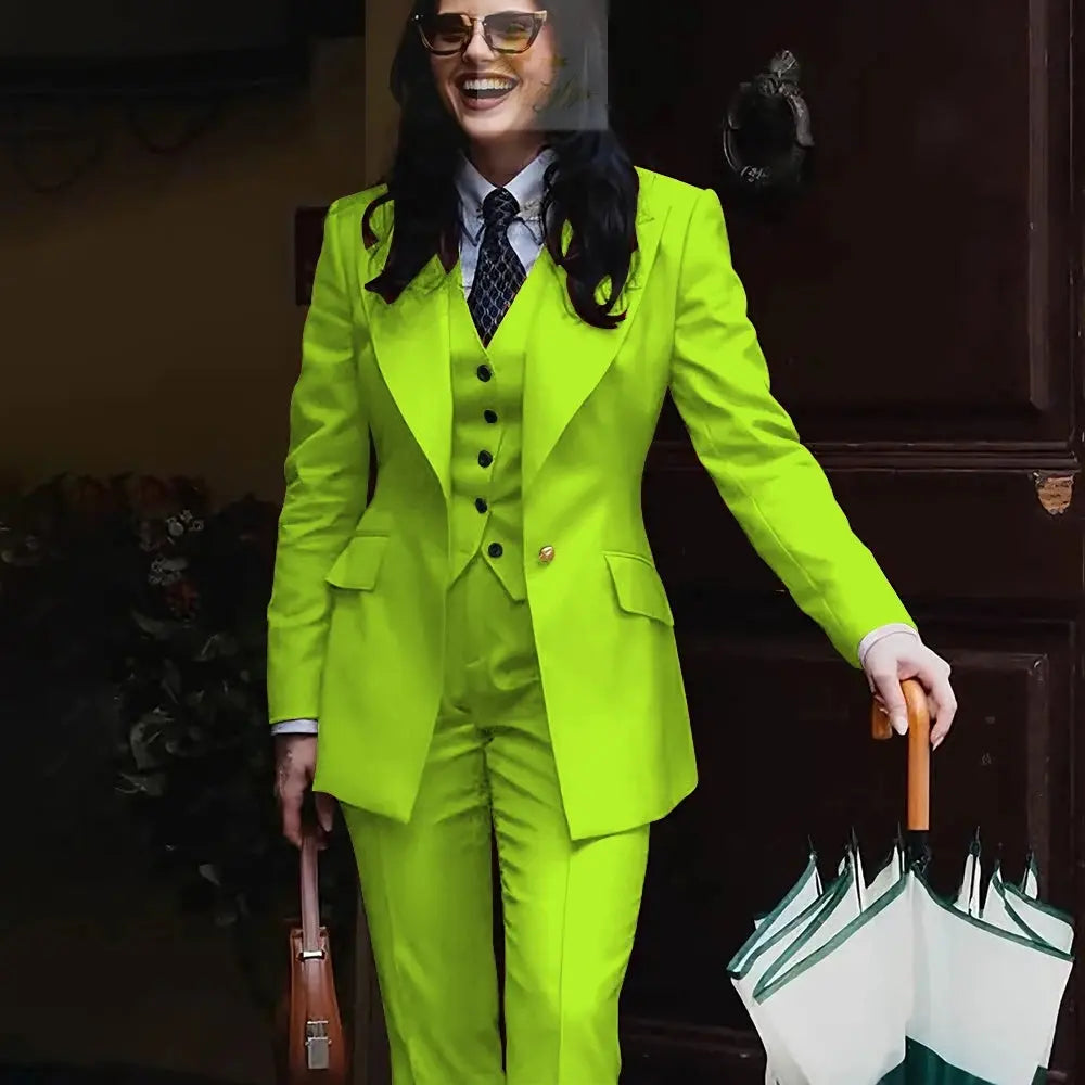 Women's Jacket Pant Sets 3Piece Suit Single Button Professional Outerwears LADYLYS