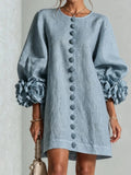 Women's Puff-Sleeve Appliqué Mini Dress