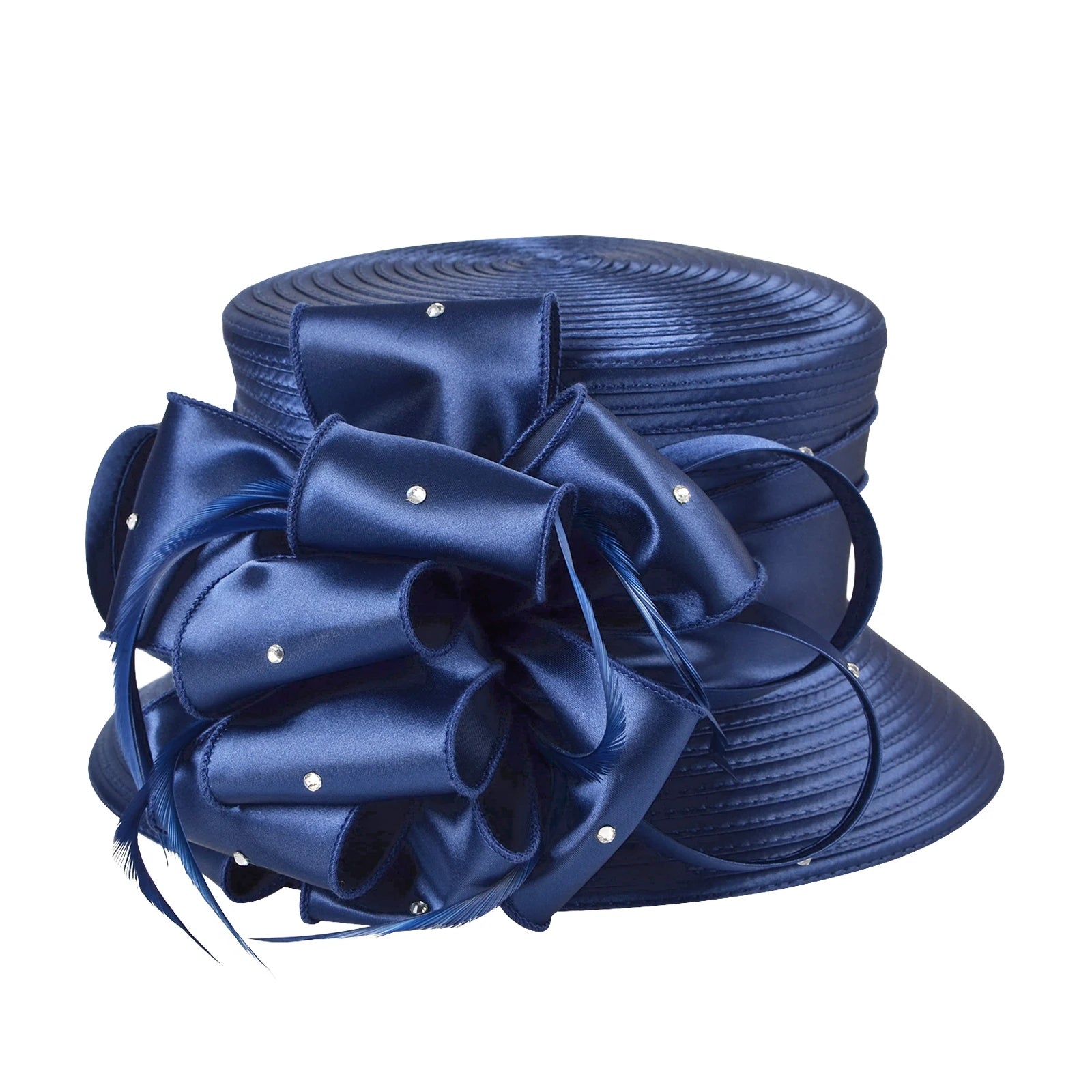 Elegant Satin Braid Church Hat for Women with Detachable Fascinator LADYLYS