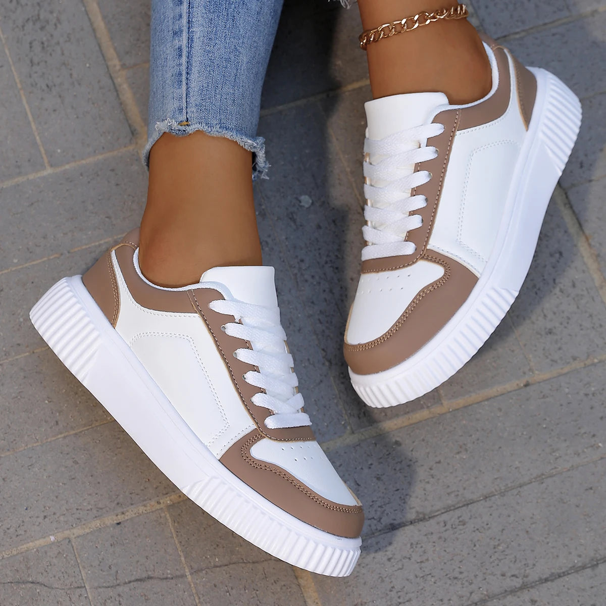 Sneakers Autumn White Lightweight Thick Sole Non Slip Skatebaord Shoes Unisex LADYLYS